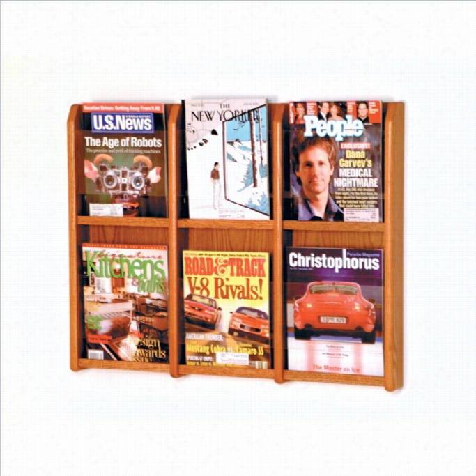 Wooden Mallet 6 Magazine Wall Rack In Medium Oak