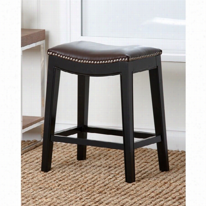 Abbyso Living Raffai 25 Leather Nailhead Counter Stool In Espresso