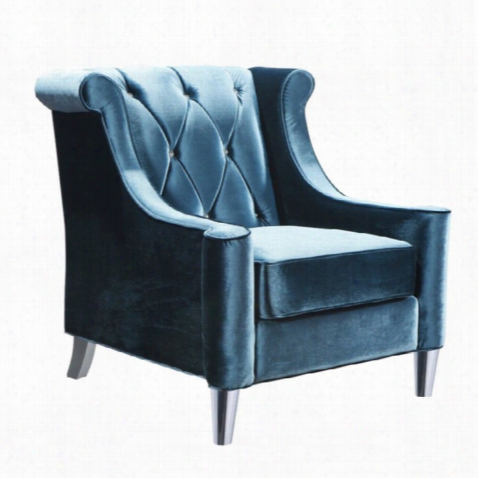Armen Lviing Barrister Chair With Crystal Buttons In Blue  Velvet