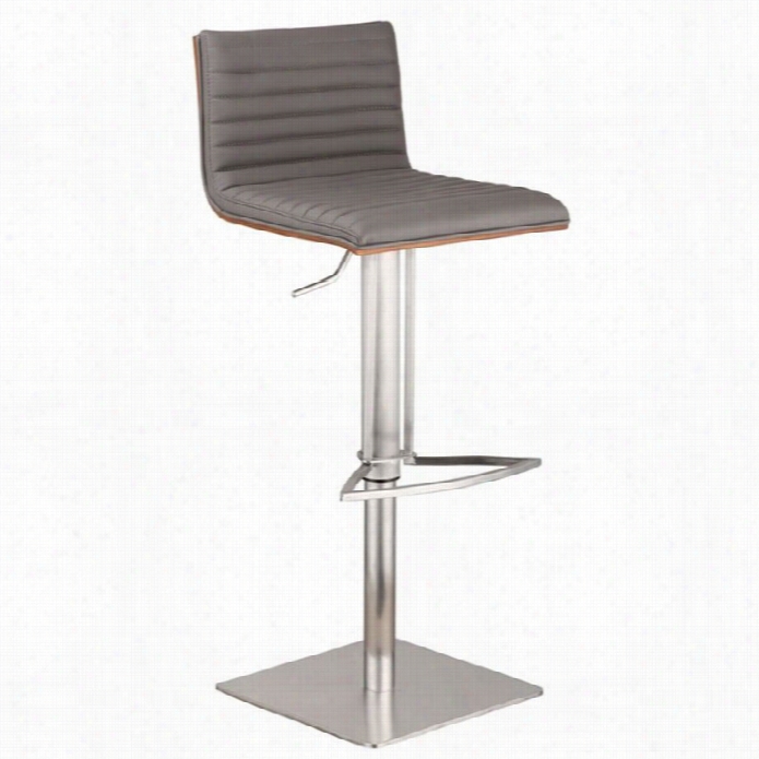 Armeen Living Cafe 32 Stainless Steel Barstool In Gray And Walnut