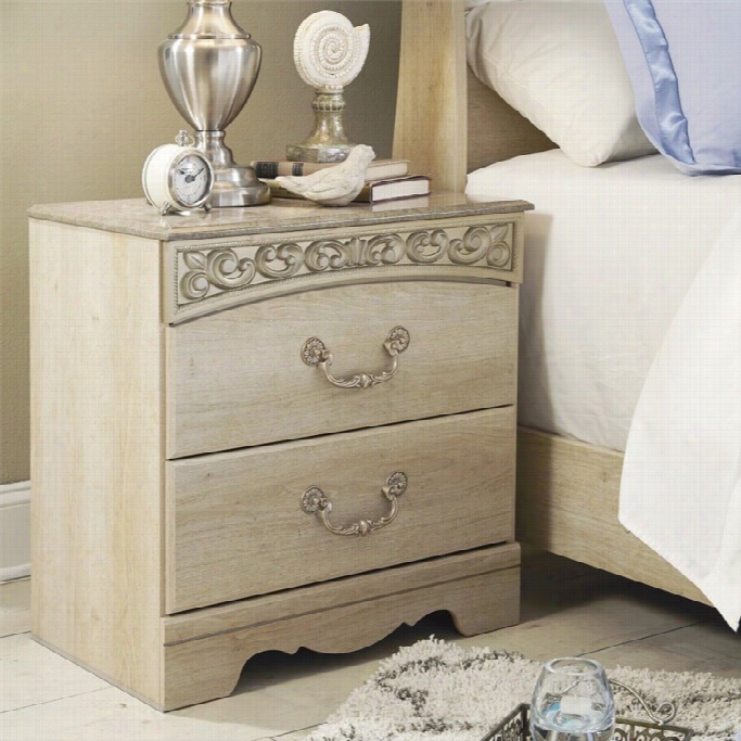 Ashley Catalina 2 Drawer Owod  Nightstand In Antique White