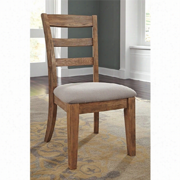 Ashley Danimore Upholstered Dining Chair In Light Brown And Gray