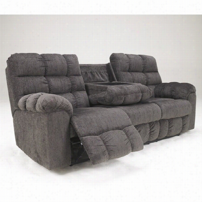 Ashley Furniture Acieona Microfiber Reclining Sofa In Slate