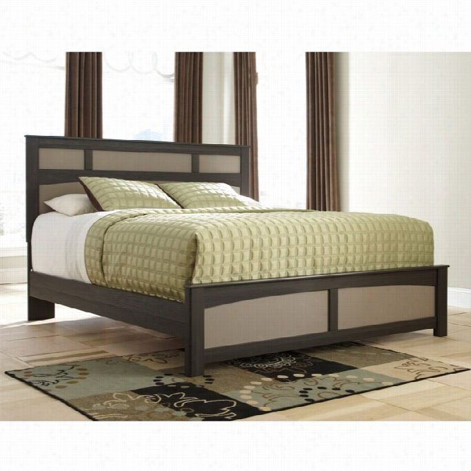 Ashley Wellatown Wood King Panel Bed In Brown