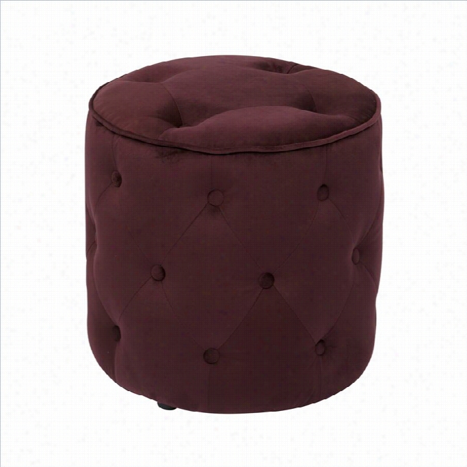 Avenue Six Curves Tufted Round Ottoman In Pot Velvet