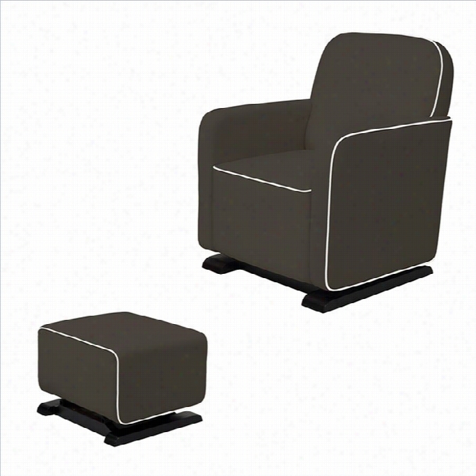 Babyletto Kyoto Glider And Ottoman In Slate With Ecru