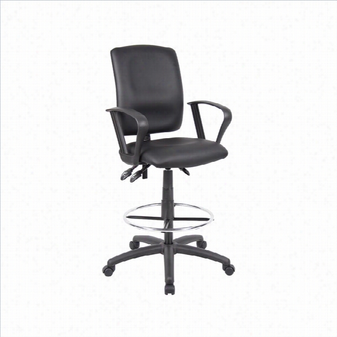 Boss Office Multi Function Leather Drafting Chair With Loop Arms