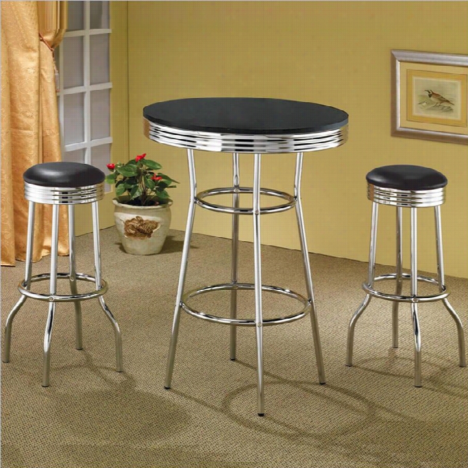 Coaster Cleveland  50's Soda Fountain 3 Pc Pub Table Set