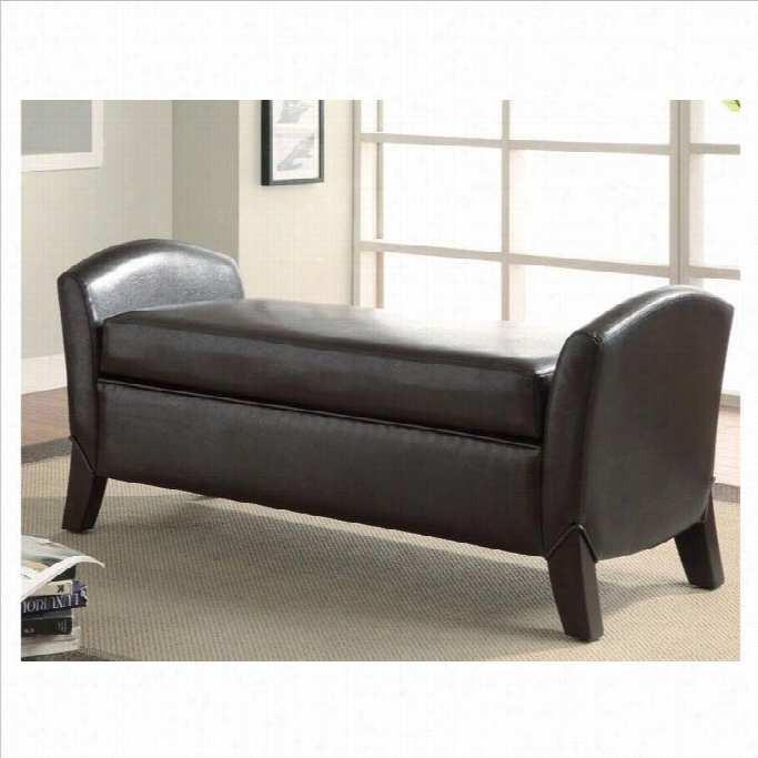 Coaster Faux Leather Storage Bench With Curved Ends