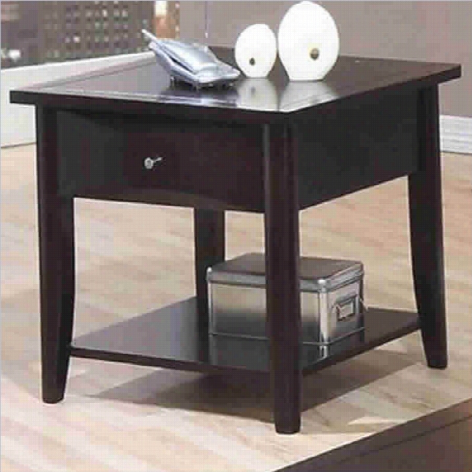 Coaster Whitehall End Table Upon Shelf & Drawer In Cappuccino