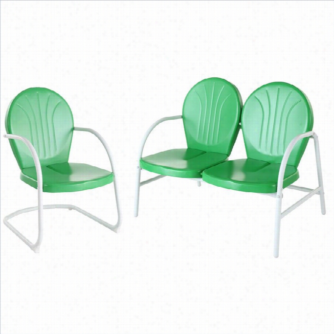 Crosley Griffitth 2 Metal Outdoor Seating Set In Grasahopper Green
