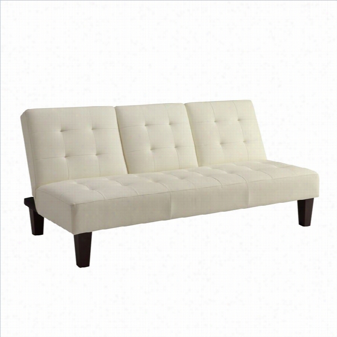 Dhp Julia Faux Leather Convertible Sofa In White With Cupholder S