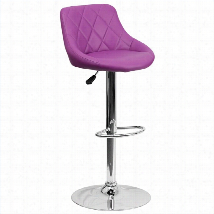 Flash Furniture Adjustable Quiltted Bucket Seat Bar Stool In Puurple