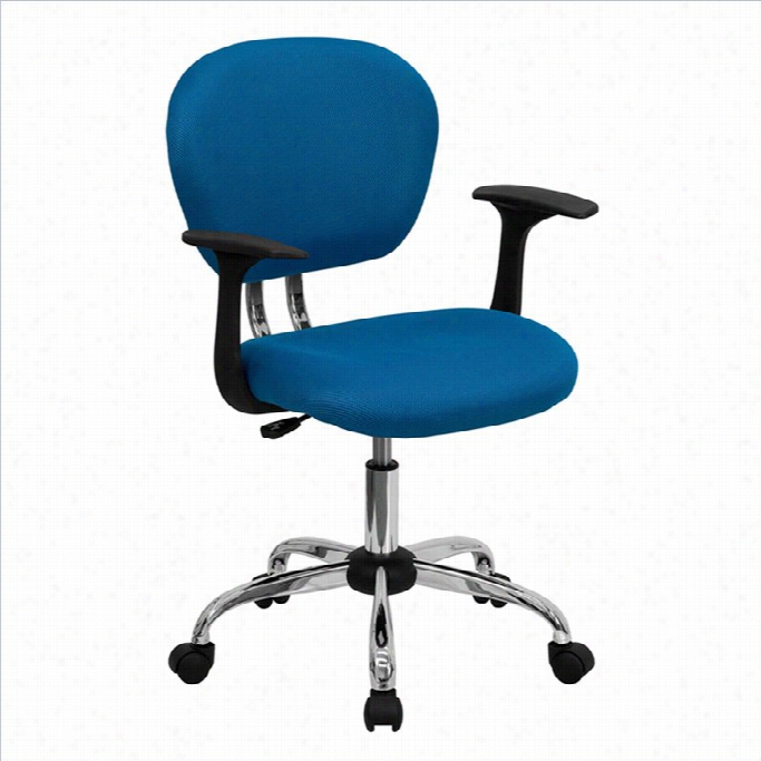 Flas H Furniture Mid-bback Mesh Task Office C Hair With Arms In Turquo Ise