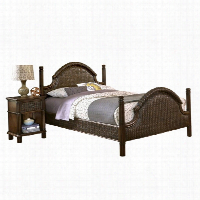 Home Styles Ca Staway 2 Piece Wicker Bedroom Set In Chocolate-queen