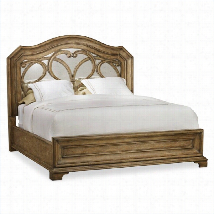 Hooker Furniture Solana Mirrored Array Bed In Lighht Oak-queen