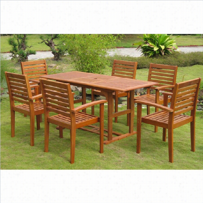 Internatoinaal Caravan Mataro 7 Piece Wood Patio Dining Set In Natural