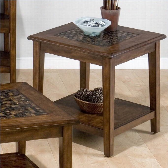 Jofran Baroque End Table With Mosai Ct Ile Innlay In Brown