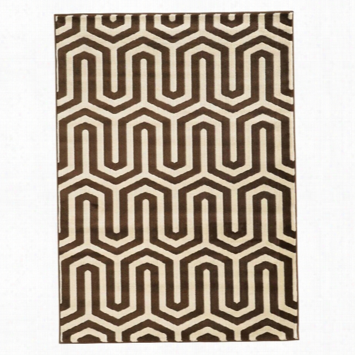 Lionn Roma 5'3 X 7' Zig Zag Rug In Ivory And Chocolate