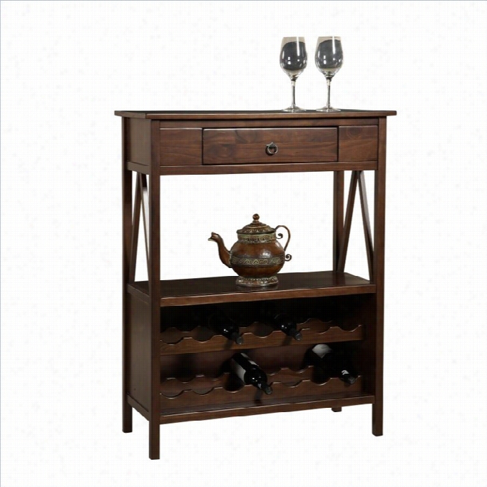 Linon Titian Wine Cabinet In Antique Tobacco