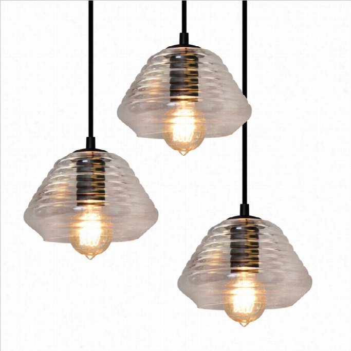 Lumis Ource Torus Three-sided Figure Pendant Lamp In Clear