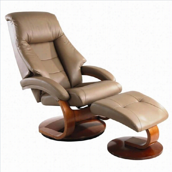 Mac Motion Oslo Leather Swivel Recliner With Ottoman In Sand