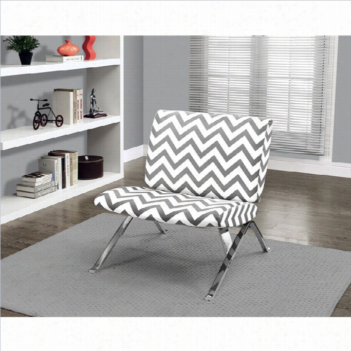 Monrch Chevron Fabric Adce Nt Chair With Chrome Metal In Grey