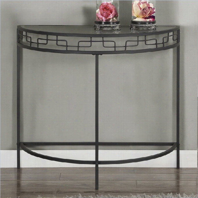 Monarch Console Aaccent Table In Charcoal Gre With Metal Base