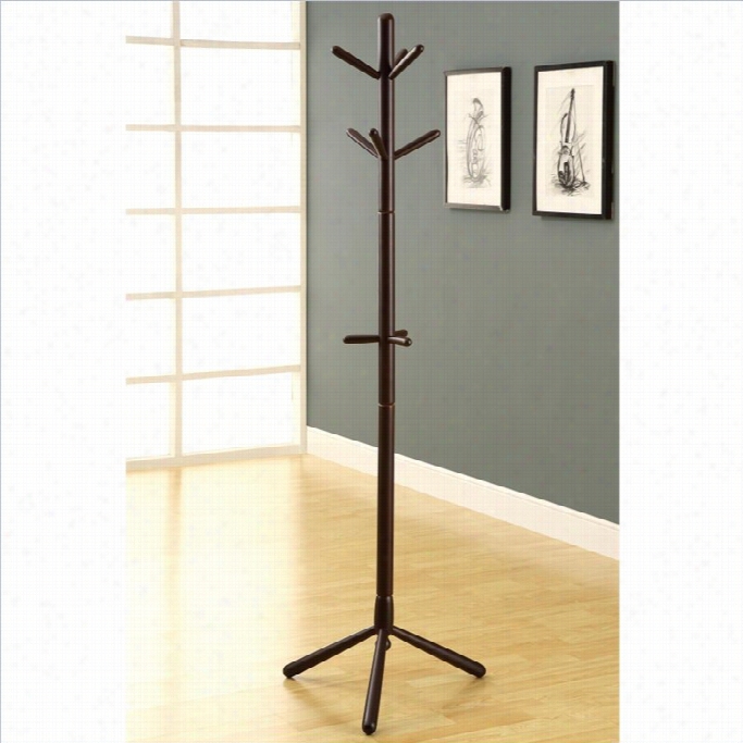 Monarch Contemporary S0lid Wood Coat Rack In Cappuccino