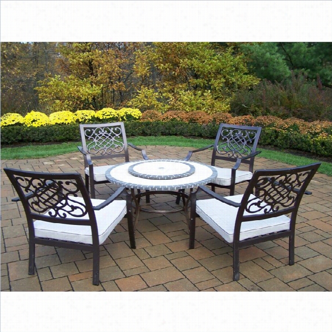 Oakland Living Tacoam Stone 6 Piece Metal Patio Dining Set In Bronze