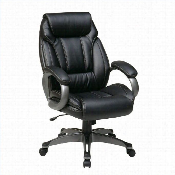 Office Star Ech Series Eco Leather Of Fice Chair With Padded Arms In Black