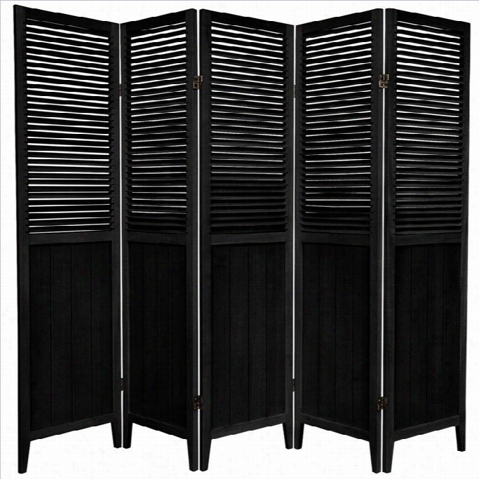 Oriental Beadboard 5 Pan El Room Divider In Black