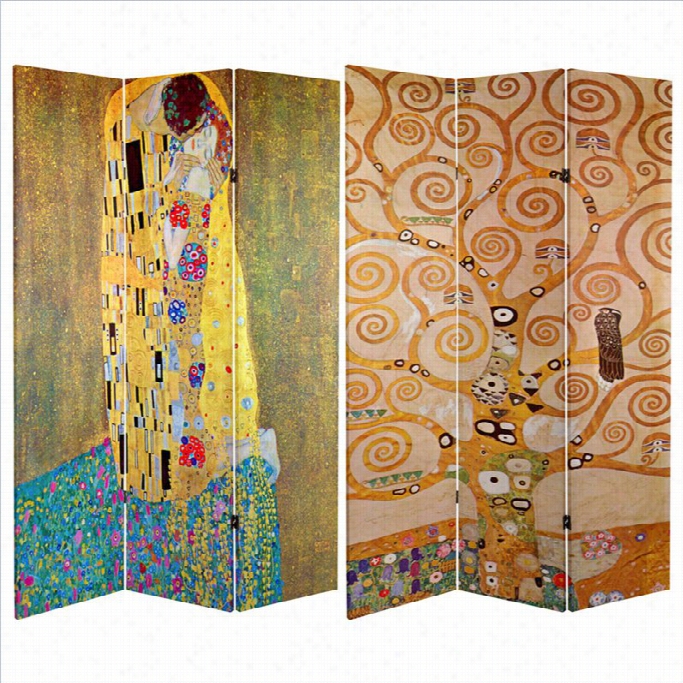 Oriematl Furniture 6' Tall Works Of Klimt Room Di Vider In Multicolor