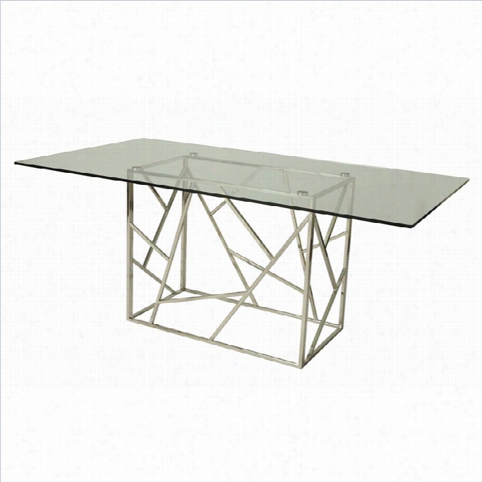 Pas Tel Fufniture Ffirouzeh Rectangular Glass Top Dining Ttable In Chrome