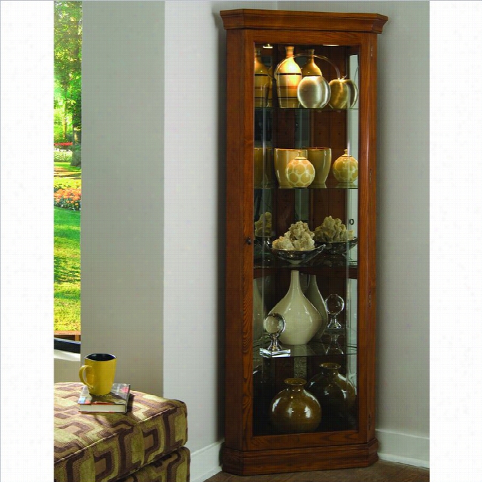 Pulasmi Golden Oak Ii 72 Corner Curio Cabinet