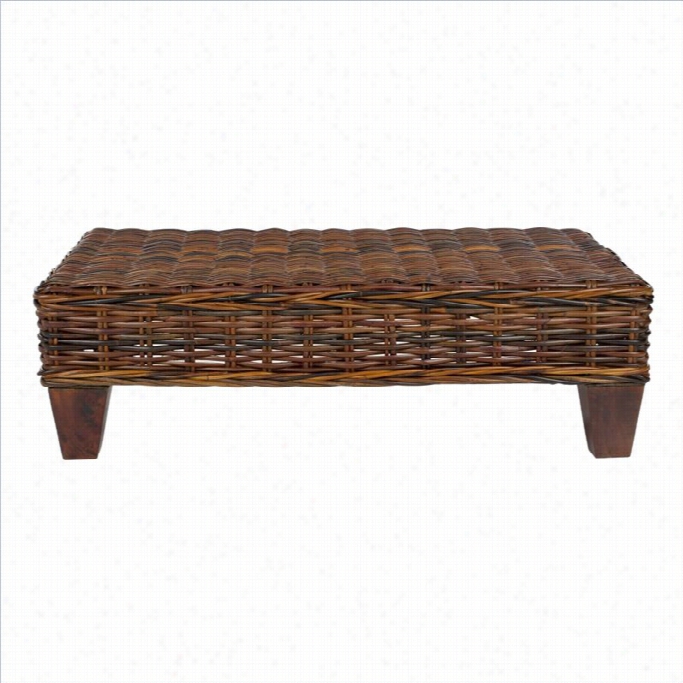 Safavieh Leary Wicker And Wooden Bench In Croco Color