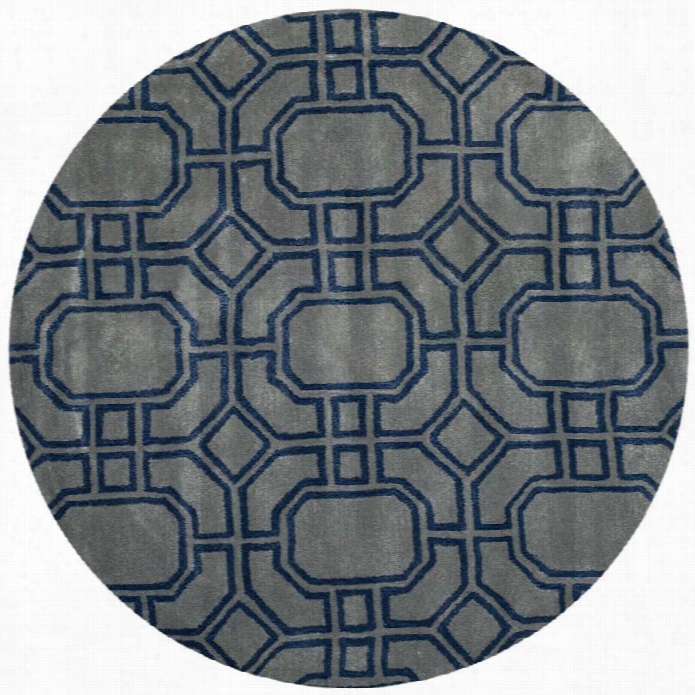 Safavieh Soho Round Rug In Grey / Dark Blue