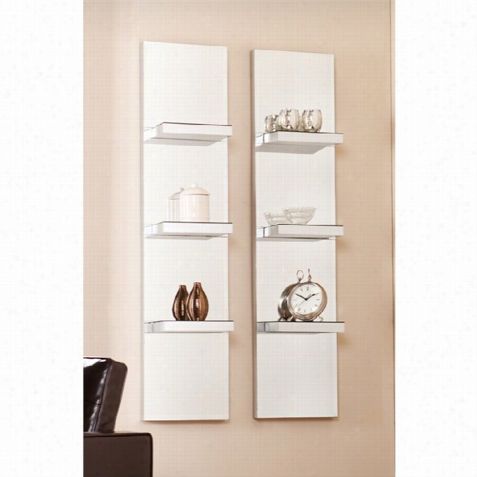 Southern Enteprrises Mirrored Wall Display Shelf In Silver (set Of 2)