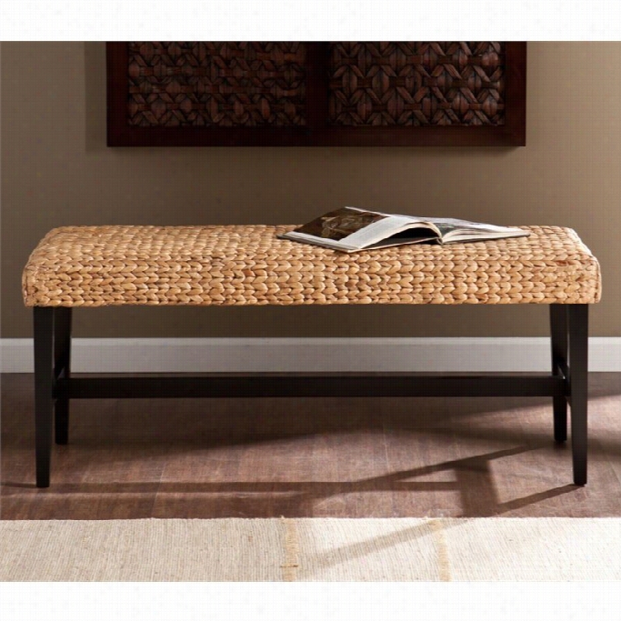 Southern Enteprises Water Hyaciinth Bench In Black And Natural