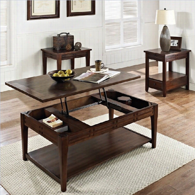 Steve White Company Crestline 3 Pirce Lift Top Cocktail Table Set In Distressed Walnut