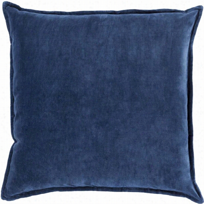 Surya Cotton Velvet Poly Fill 22 Square Pillow In Navy