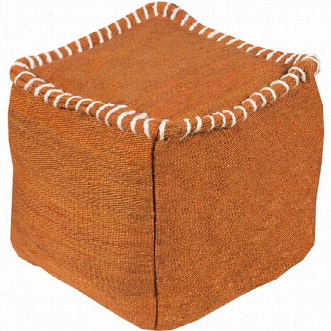 Surya Jute Cube Pouf Ottoman In Orange