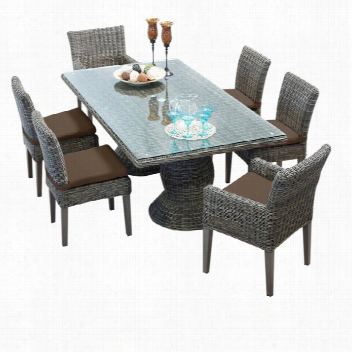 Tkc Cape Cod 7 Piece Wicker Patio Dining Set In Cocoa