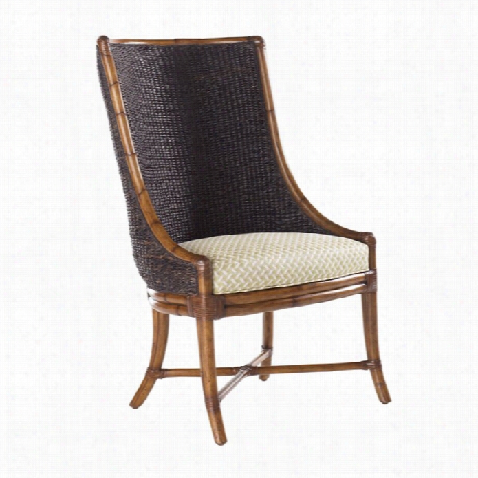 Tommy Bahama Hime  Island Estatte Cruz Bay Fabric Host Arm Dining Chair In Pl Antation