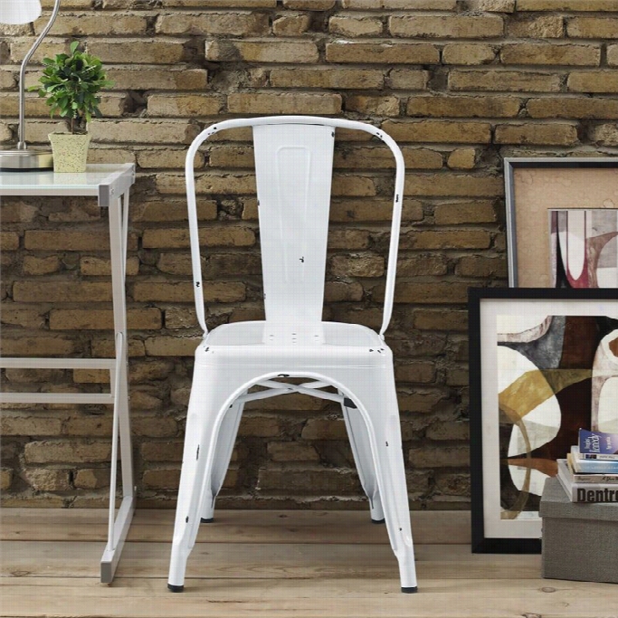 Walker Ediwon Metal Cafe Chair In Antique White