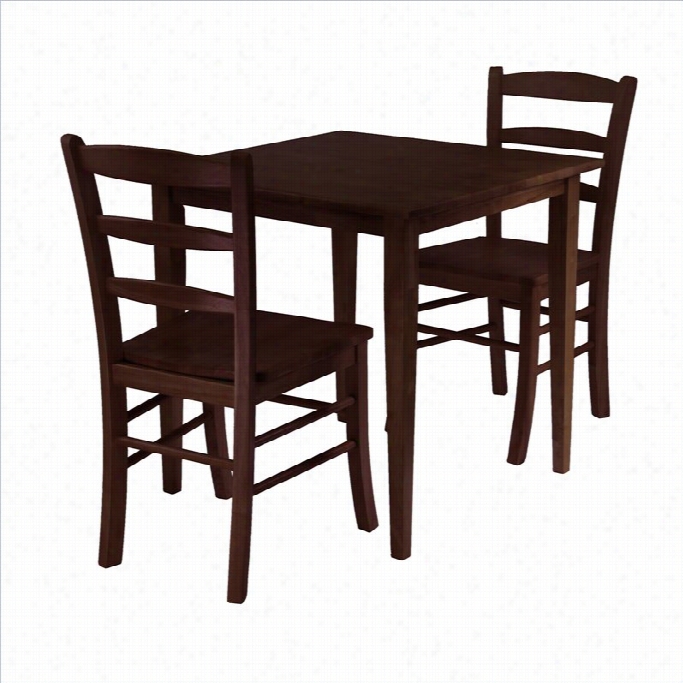 Winsome Groveland 3 Piece Square Casual Dining Set  In Antique Wwlnut