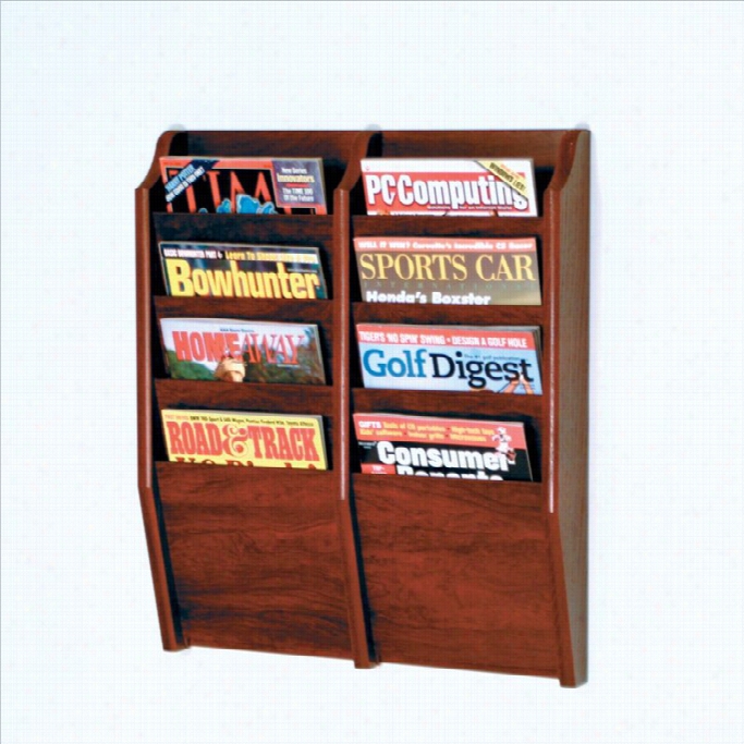 Wooden Allet 8 Pocket Magazine Wall Rack In Mhogany