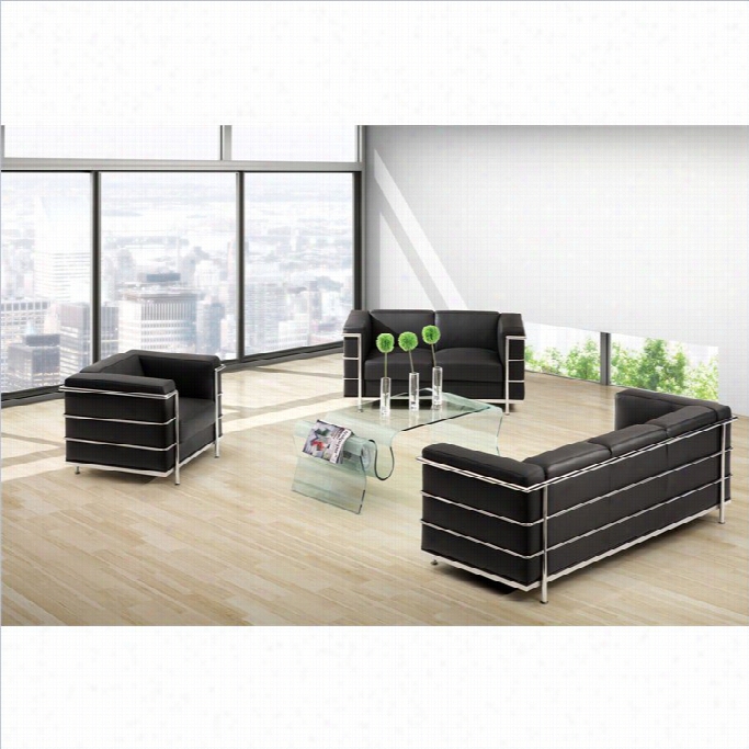 Zuo Fortresss 3 Piece Sofa Set In Black