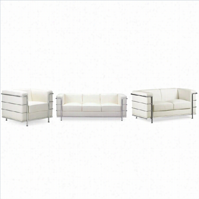 Zuo Fortification  3 Piece Sofa Set In White