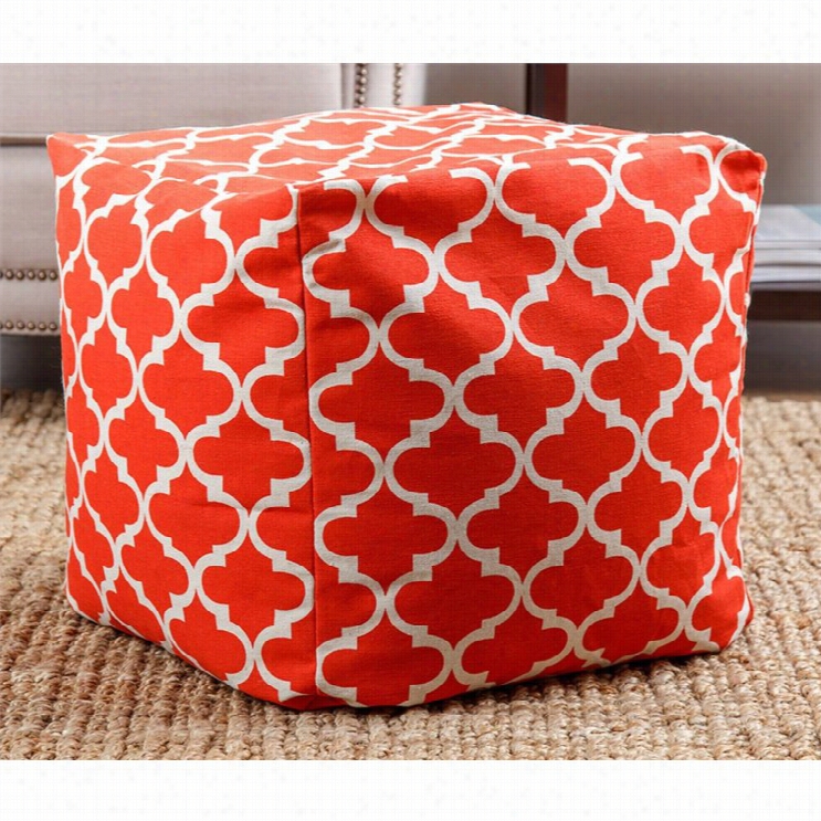 Abbyson Living Milana Moroccan Square Fabric Pouf In Red Lattice